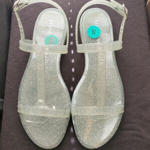 Stuart Weitzman  Mellie Jellie Sandals Silver 8